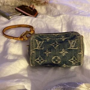 Authentic Louis Vuitton denim mini pouch/keychain